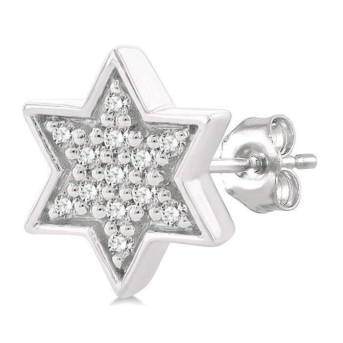 Star Of David Petite Diamond Fashion Earrings