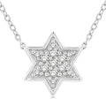 1/10 Ctw Star of David Petite Round Cut Diamond Fashion Pendant With Chain in 10K White Gold