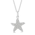 1/10 Ctw Starfish Petite Round Cut Diamond Fashion Pendant With Chain in 14K White Gold
