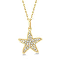 1/10 Ctw Starfish Petite Round Cut Diamond Fashion Pendant With Chain in 10K Yellow Gold