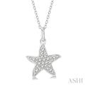 1/10 Ctw Starfish Petite Round Cut Diamond Fashion Pendant With Chain in 14K White Gold