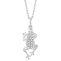 1/6 Ctw Amphibian Petite Frog Round Cut Diamond Fashion Pendant With Chain in 10K White Gold