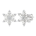 1/10 Ctw Petite Snowflake Round Cut Diamond Halo Fashion Stud Earrings in 10K White Gold