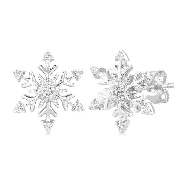 Snow Flake Petite Diamond Fashion Earrings