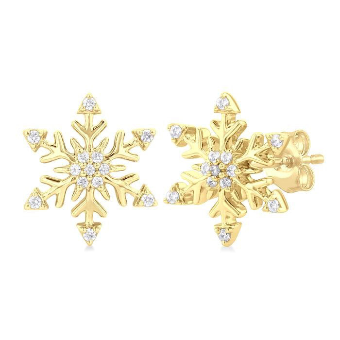 Snow Flake Petite Diamond Fashion Earrings