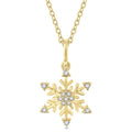 1/10 Ctw Petite Snowflake Round Cut Diamond Fashion Pendant With Chain in 10K Yellow Gold