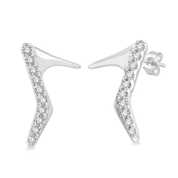 1/20 Ctw Petite High Heel Pumps Round Cut Diamond Fashion Stud Earrings in 10K White Gold