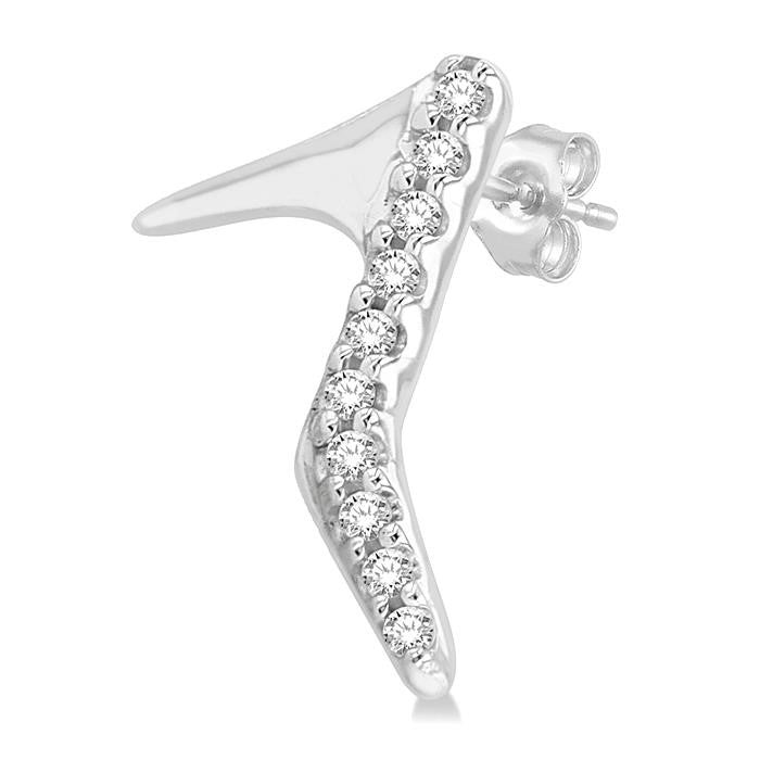 1/20 Ctw Petite High Heel Pumps Round Cut Diamond Fashion Stud Earrings in 10K White Gold