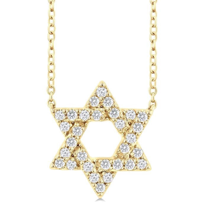 1/4 Ctw Star of David Round Cut Diamond Fashion Pendant With Chain in 14K Yellow Gold