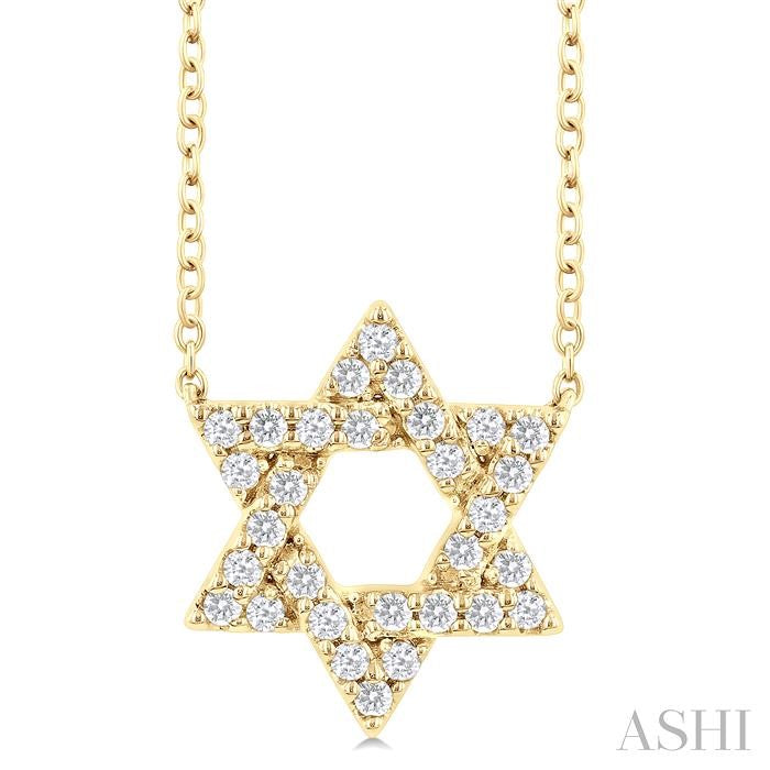 1/4 Ctw Star Of David Round Cut Diamond Fashion Pendant With Chain in 14K Yellow Gold