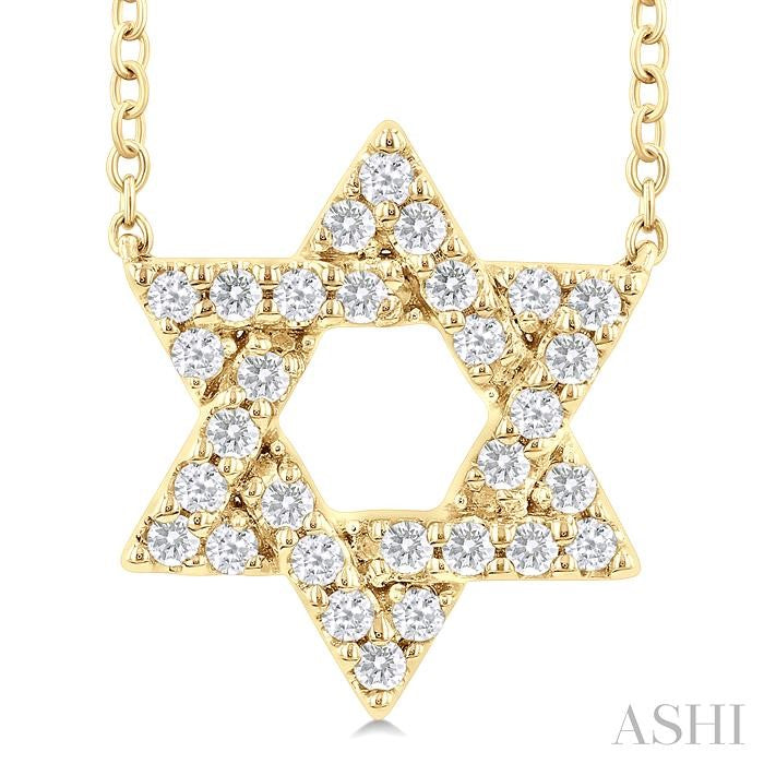 1/4 Ctw Star Of David Round Cut Diamond Fashion Pendant With Chain in 14K Yellow Gold