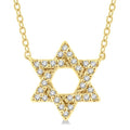 1/10 Ctw Petite Star of David Round Cut Diamond Fashion Pendant With Chain in 14K Yellow Gold