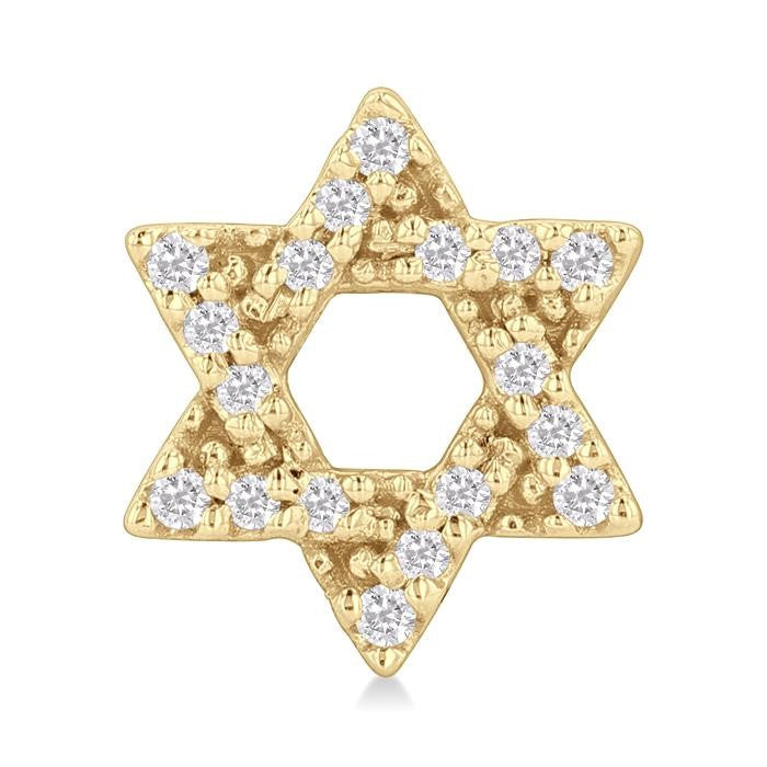 1/8 Ctw Star Of David Round Cut Diamond Petite Fashion Stud Earrings in 10K Yellow Gold
