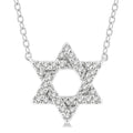 1/10 Ctw Petite Star of David Round Cut Diamond Fashion Pendant With Chain in 10K White Gold