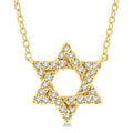 1/10 Ctw Petite Star of David Round Cut Diamond Fashion Pendant With Chain in 10K Yellow Gold