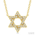 1/10 Ctw Petite Star of David Round Cut Diamond Fashion Pendant With Chain in 14K Yellow Gold
