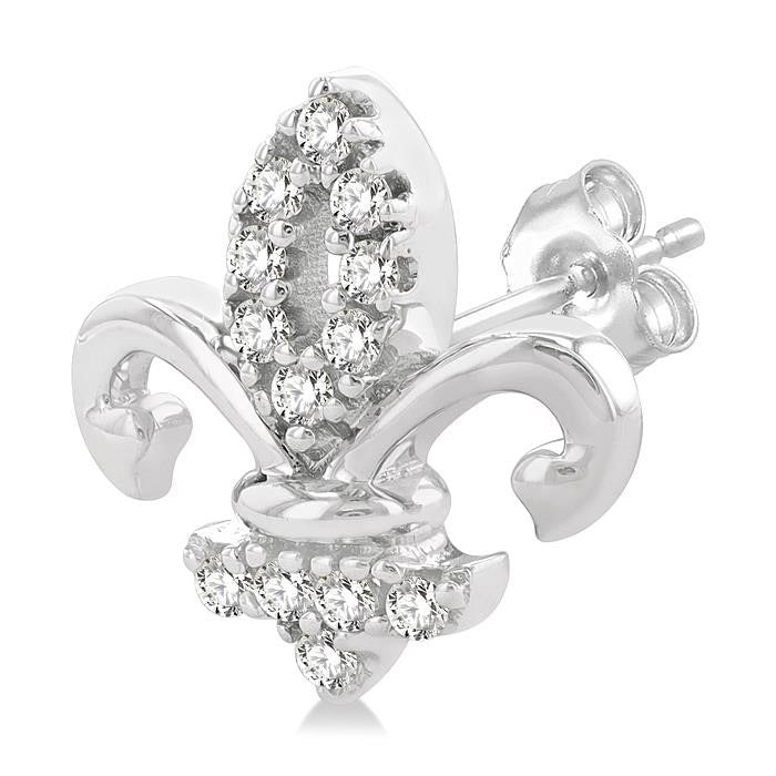 Fleur De Lis Petite Diamond Fashion Earrings