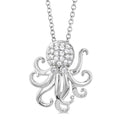 1/6 Ctw Petite Octopus Round Cut Diamond Fashion Pendant With Chain in 10K White Gold