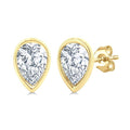 1/5 Ctw Petite Bezel Set Pear Cut Diamond Fashion Stud Earrings in 14K Yellow Gold
