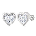1/5 Ctw Petite Bezel Set Heart Shape Diamond Fashion Stud Earrings in 10K White Gold