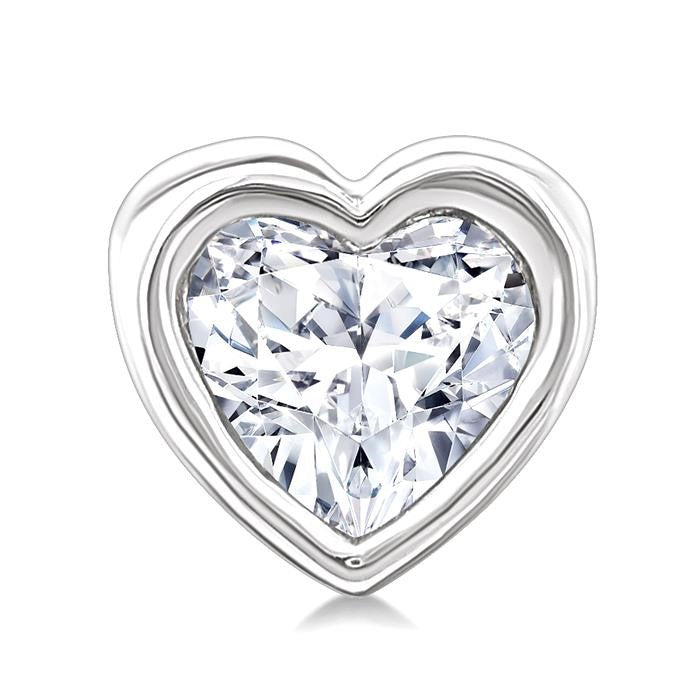 1/5 Ctw Petite Bezel Set Heart Shape Diamond Fashion Stud Earrings in 10K White Gold
