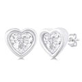 Heart Shape Bezel Set Petite Diamond Fashion Earrings