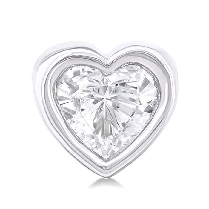 Heart Shape Bezel Set Petite Diamond Fashion Earrings