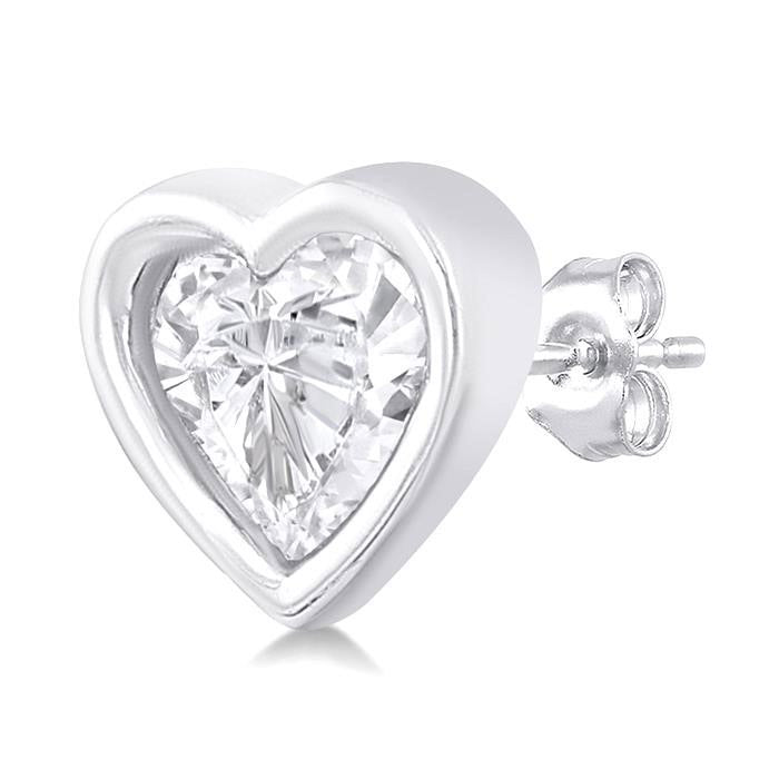 Heart Shape Bezel Set Petite Diamond Fashion Earrings