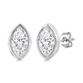 1/5 Ctw Petite Bezel Set Marquise Cut Diamond Fashion Stud Earrings in 10K White Gold