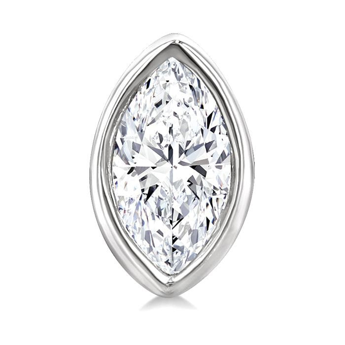 1/5 Ctw Petite Bezel Set Marquise Cut Diamond Fashion Stud Earrings in 10K White Gold