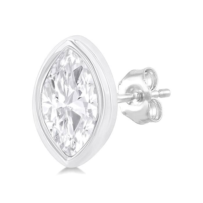 Marquise Shape Bezel Set Petite Diamond Fashion Earrings