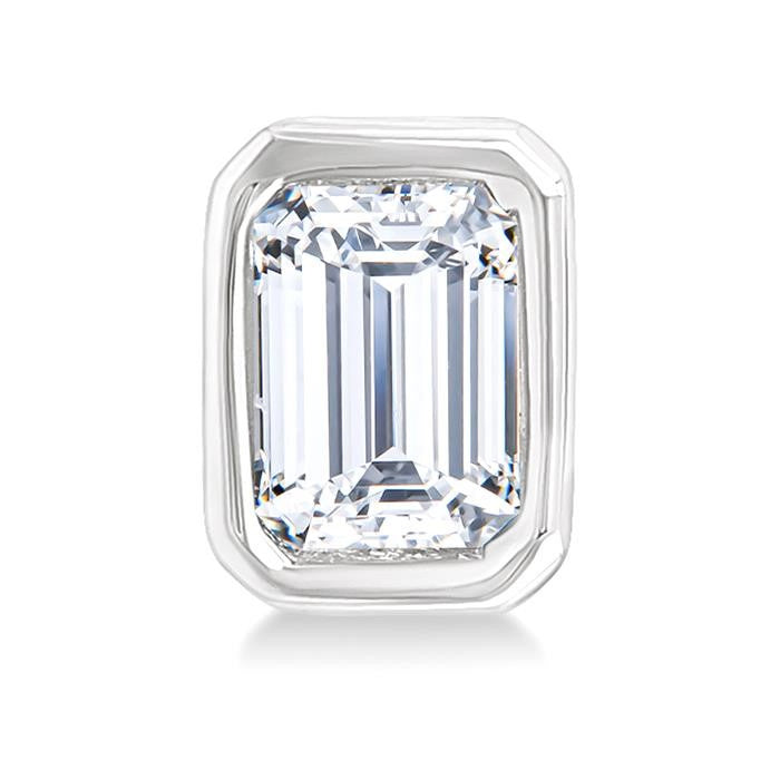 1/5 Ctw Petite Bezel Set Emerald Cut Diamond Fashion Stud Earrings in 10K White Gold