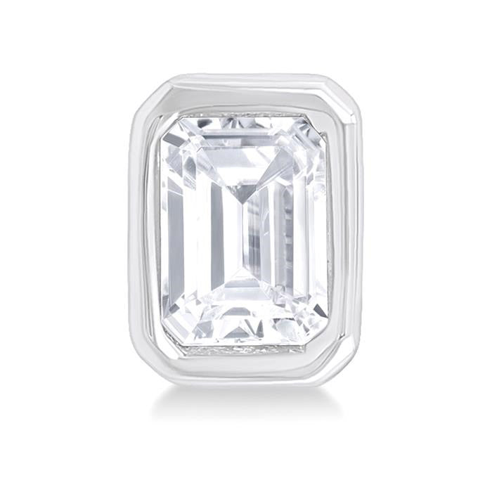 Emerald Shape Bezel Set Petite Diamond Fashion Earrings