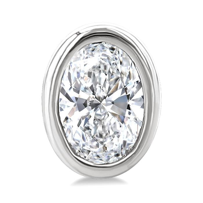 1/5 Ctw Petite Bezel Set Oval Cut Diamond Fashion Stud Earrings in 10K White Gold