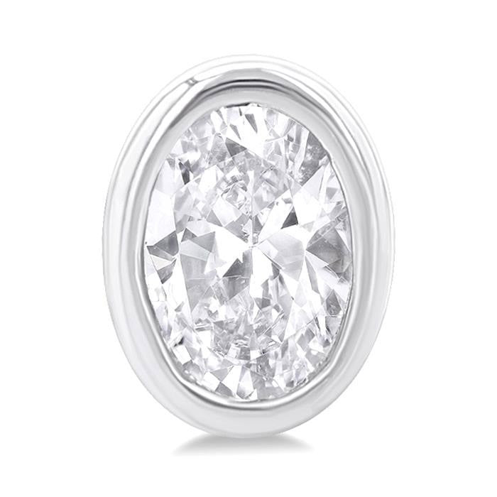 Oval Shape Bezel Set Petite Diamond Fashion Earrings