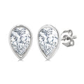 1/5 Ctw Petite Bezel Set Pear Cut Diamond Fashion Stud Earrings in 10K White Gold