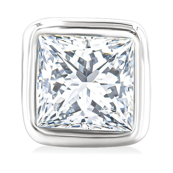 1/5 Ctw Petite Bezel Set Princess Cut Diamond Fashion Stud Earrings in 10K White Gold