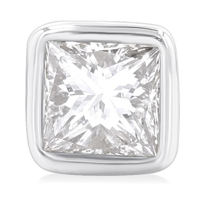 Princess Shape Bezel Set Petite Diamond Fashion Stud Earrings