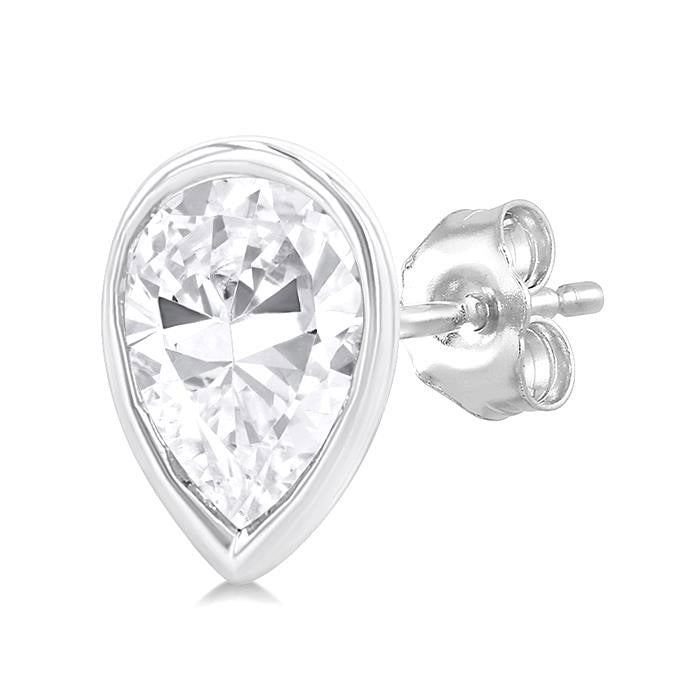 Pear Shape Bezel Set Petite Diamond Fashion Earrings