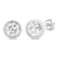 Round Shape Bezel Set Petite Diamond Fashion Earrings
