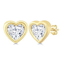 1/5 Ctw Petite Bezel Set Heart Shape Diamond Fashion Stud Earrings in 10K Yellow Gold
