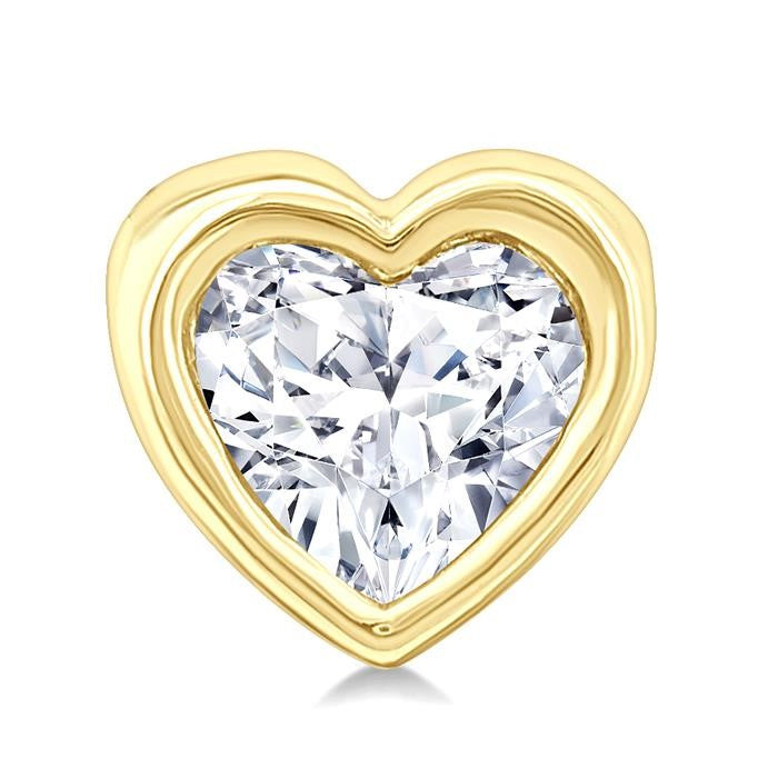 1/5 Ctw Petite Bezel Set Heart Shape Diamond Fashion Stud Earrings in 10K Yellow Gold