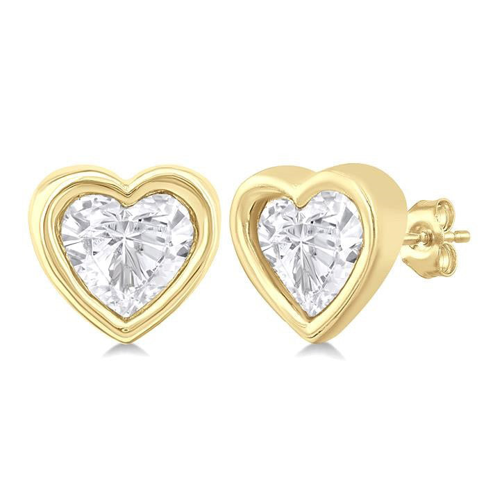 Heart Shape Bezel Set Petite Diamond Fashion Earrings