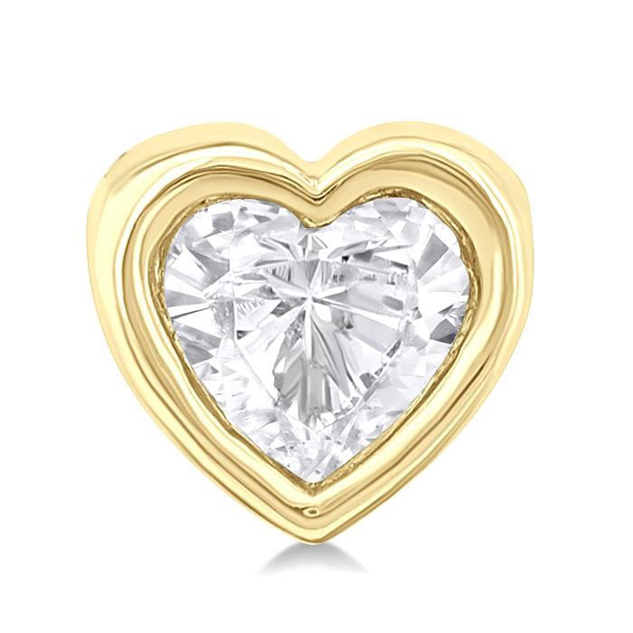 Heart Shape Bezel Set Petite Diamond Fashion Earrings