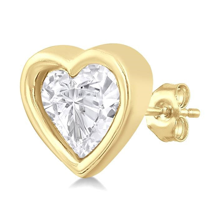 Heart Shape Bezel Set Petite Diamond Fashion Earrings