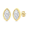 1/5 Ctw Petite Bezel Set Marquise Cut Diamond Fashion Stud Earrings in 10K Yellow Gold
