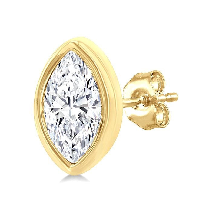 1/5 Ctw Petite Bezel Set Marquise Cut Diamond Fashion Stud Earrings in 10K Yellow Gold