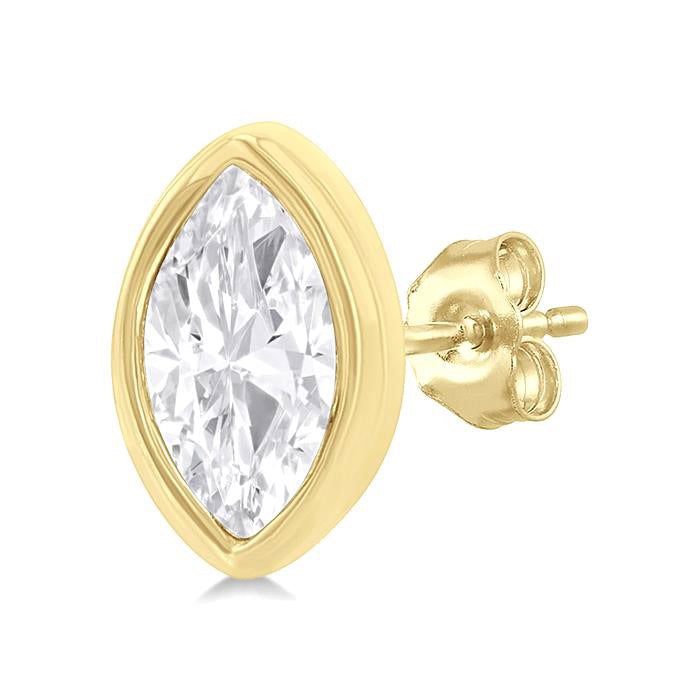 Marquise Shape Bezel Set Petite Diamond Fashion Earrings