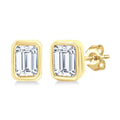 1/5 Ctw Petite Bezel Set Emerald Cut Diamond Fashion Stud Earrings in 10K Yellow Gold