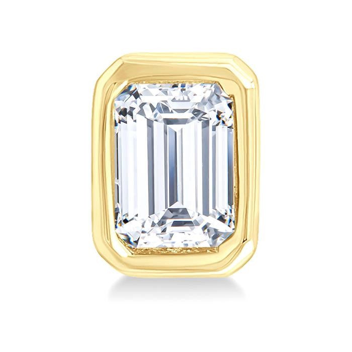 1/5 Ctw Petite Bezel Set Emerald Cut Diamond Fashion Stud Earrings in 10K Yellow Gold
